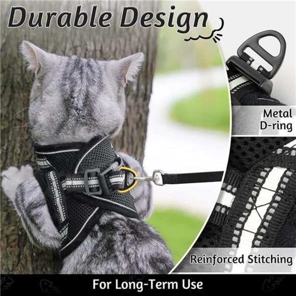 Cat Harness and Leash Set for Walking Escape Proof, Adjustable Soft Kittens Vest - Picture 5 of 5